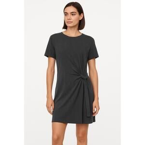 Dolan Dress Womens Medium Black Knot Detail Short Sleeve Minimalist Modern Chic